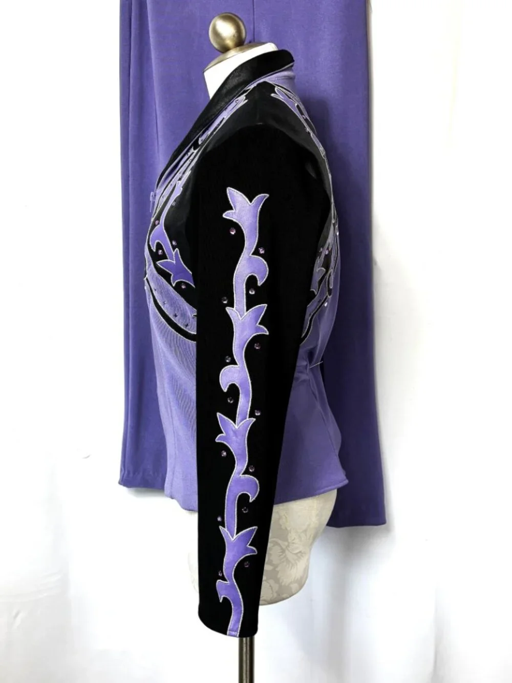 VTG 1849 Authentic Ranch Wear Lavendar & Black Jeweled Showgirl Western Suit Med